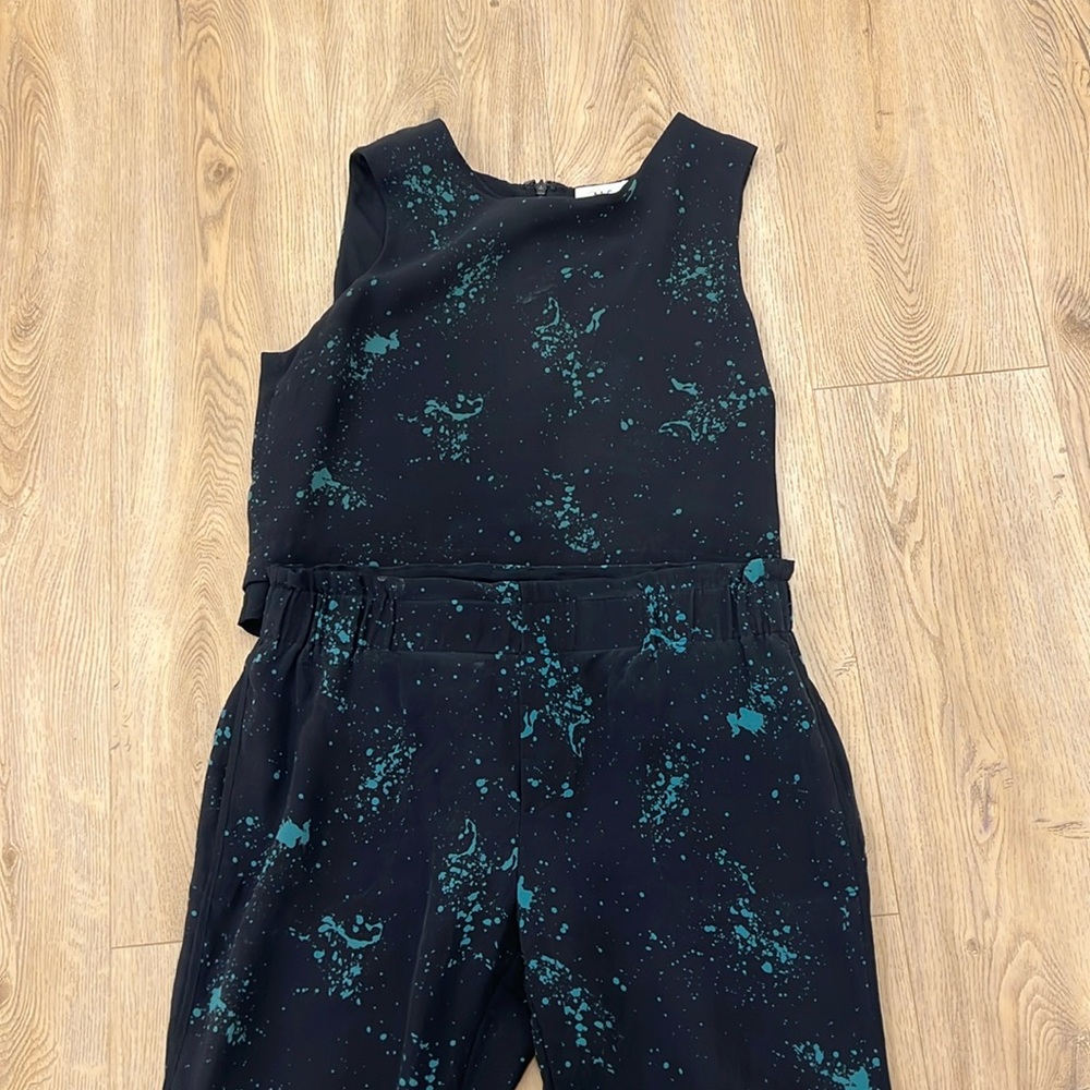 A.L.C. Black Jumpsuit with Teal Splatter